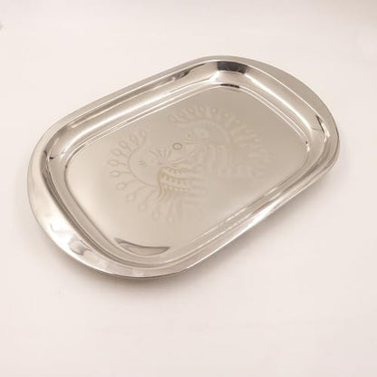 Image 4 of Spillbox Stainless Steel Serving Plate 28 cm Rectangle Bhojan Thali