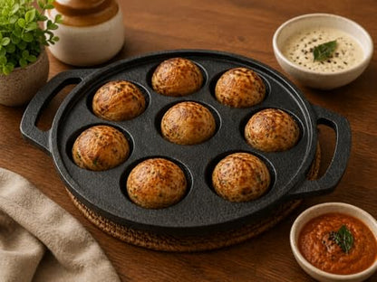 Image 3 of RADHE MART Cast Iron 9 Cavity Appam Patra Pan