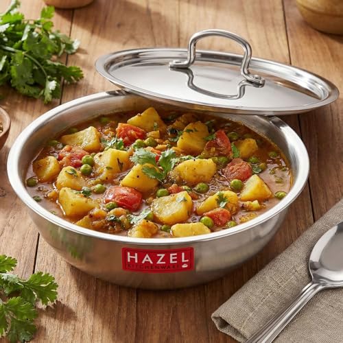 Image 20 of Silver Tasra with Steel Lid / 5.5 Litres for the product HAZEL Triply Stainless Steel Tasla Kadai