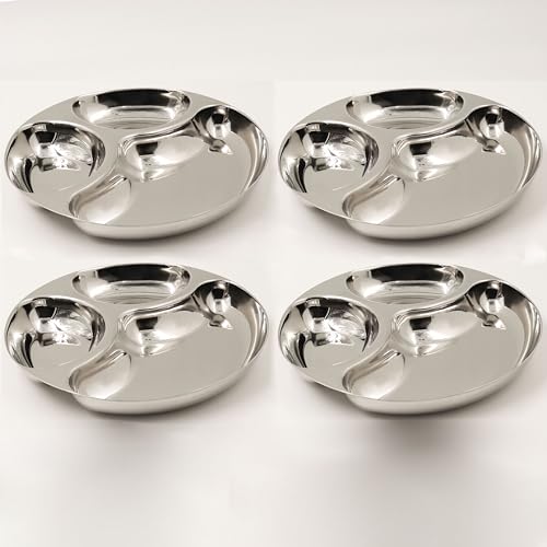 Image 4 of Pack of 4 for the product Spillbox Stainless Steel Tiffin Plate