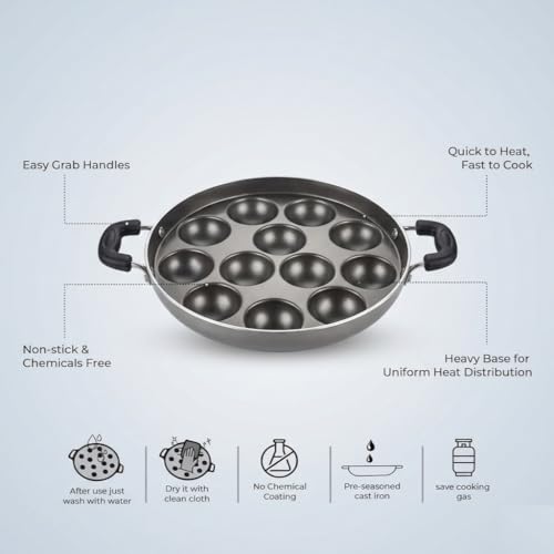 Image 6 of Vipron Nonstick Appam Pan with Lid & Handle 12 Cavity