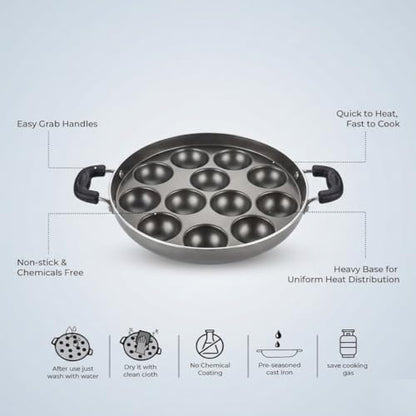 Image 6 of Vipron Nonstick Appam Pan with Lid & Handle 12 Cavity