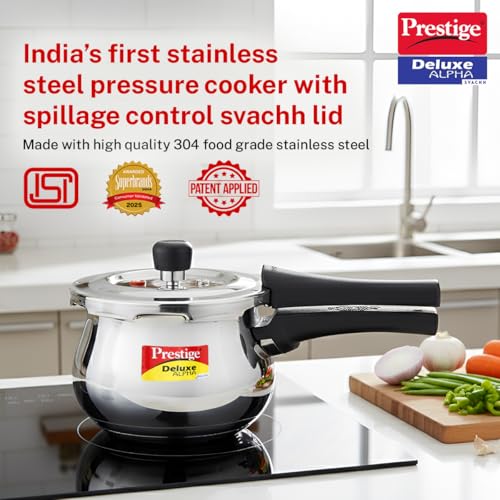 Image 2 of Prestige 2 Litre Stainless Steel Deluxe Alpha Svachh Outerlid Baby Handi Pressure Cooker