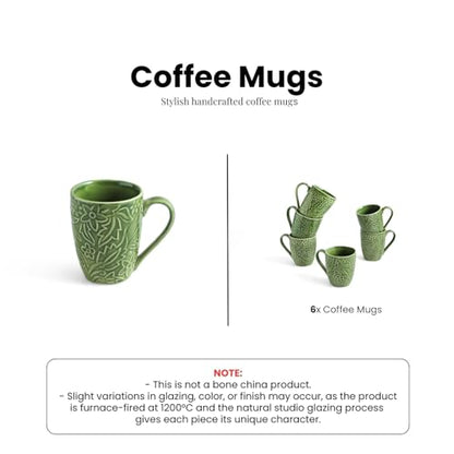 Image 5 of ExclusiveLane Green Flora Ceramic Coffee Mugs Set of 2 290 ml
