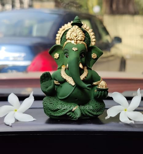Image 4 of ForestGreenTerracottaMukut for the product Gold Art India Ceramic Ganesh Idol