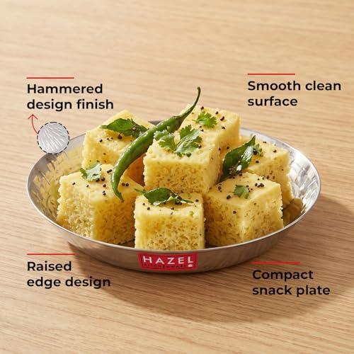 Image 4 of HAZEL Stainless Steel Snack Plate 18.5 cm Hammered Design, Pack of 2