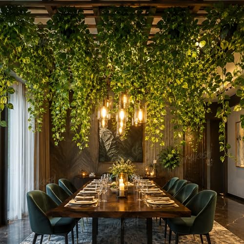 Image 4 of Divyakosh Artificial Hanging Money Plant Creepers for Home Decor, 8 Silk Vines 6 FT, 240 Leaves, Hanging Plant, Decorative Leaves, Money Plant Artificial for Wall Door Balcony