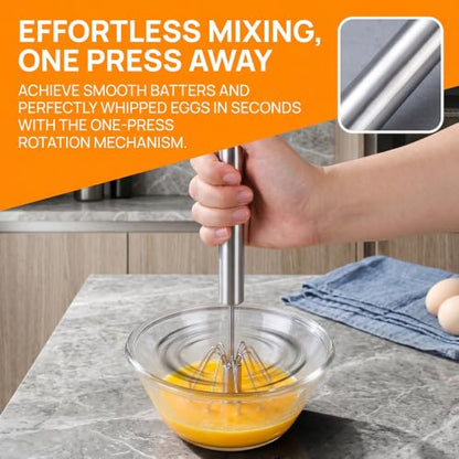 Image 3 of Hand Blanders Egg Whisk, Hand Push Whisk Blender, Stainless Steel Egg Beater, Stirring