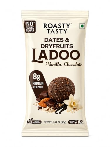 Image 1 of Default Title for the product Roasty Tasty Dates & Dryfruit Ladoo Vanilla Chocolate 40g