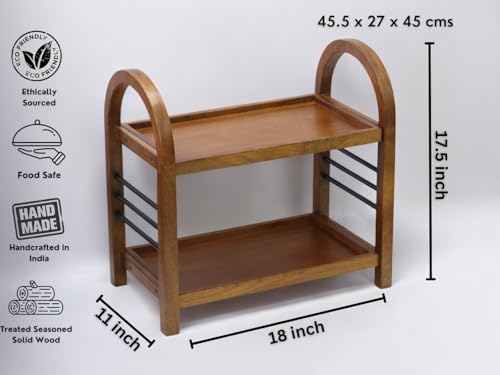 Image 4 of Vesta Homes Wooden Organizer Rack Stand for Kitchen, Bathroom, Countertop & Office 45.5 x 27 x 45 cm