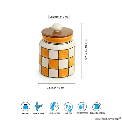 Image 6 of ExclusiveLane Shatranj Check Airtight Ceramic Jars for Kitchen Storage Set of 2 410 ml