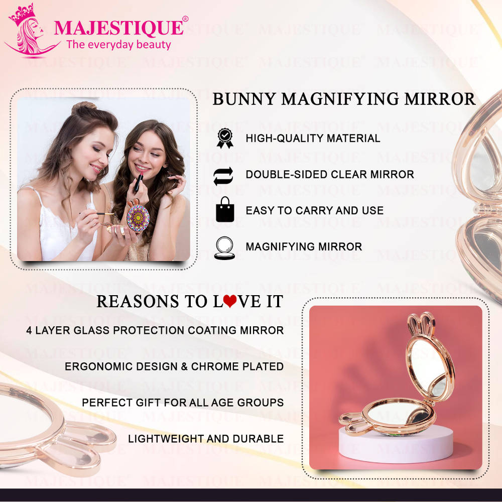 Image 7 of Majestique Bunny Magnifying Foldable Compact Hand Mirror