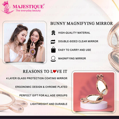 Image 7 of Majestique Bunny Magnifying Foldable Compact Hand Mirror