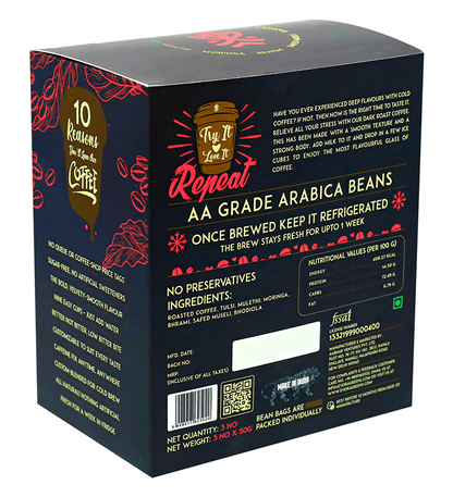 Image 2 of Evora Greens Cold Brew Coffee Bean Bag (50gm Each) Dark Roast