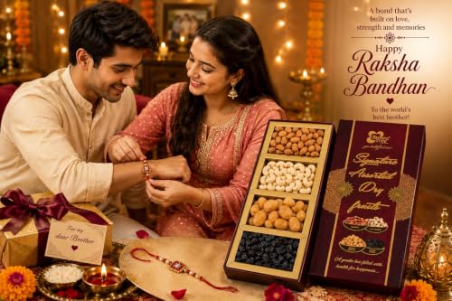 Image 3 of Brown tree Dry Fruits Rakhi Gift Hamper Signature 4P-140g