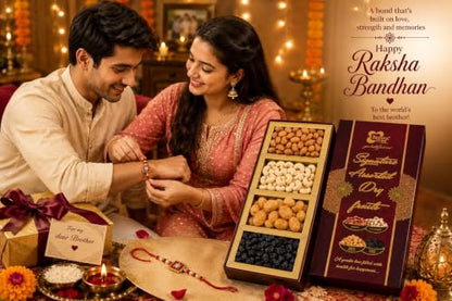Image 3 of Brown tree Dry Fruits Rakhi Gift Hamper Signature 4P-140g