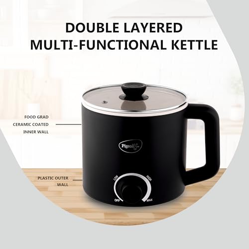 Image 7 of Pigeon By Stovekraft Swift Multi-Cook Kettle 1.5L, Egg Rack - Black | Double Layered | Food Grade Stainless Steel Inner Wall | Glass Lid | Auto Shut-Off, 600 Watts