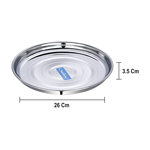 Image 3 of neelam Stainless Steel 12, 22 Gauge Diamond Thali Set of 6, 26.5 cm