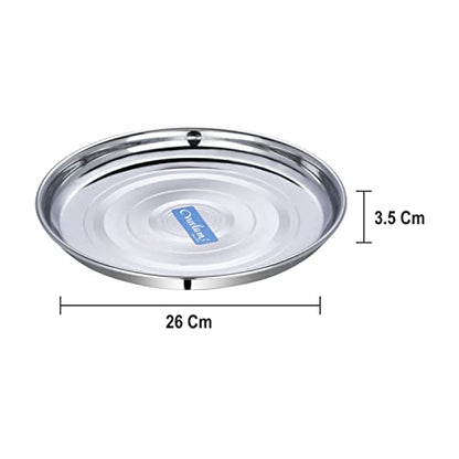 Image 3 of neelam Stainless Steel 12, 22 Gauge Diamond Thali Set of 6, 26.5 cm