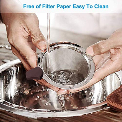 Image 7 of HASTHIP Pour Over Coffee Dripper 800 Mesh Stainless Steel Handle V60