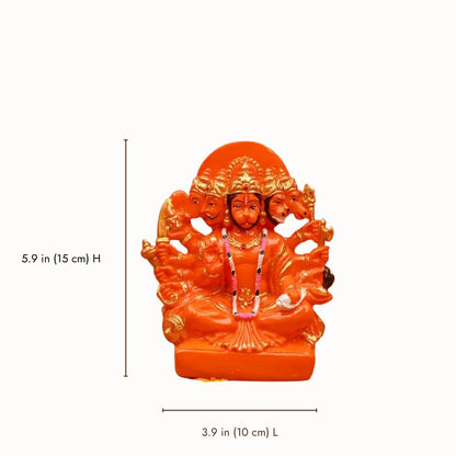 Image 7 of Servdharm Panchmukhi Hanuman Ji Murti 5.9" Orange