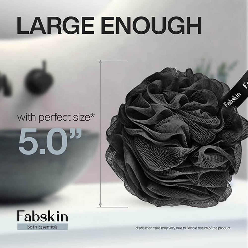 Image 6 of Fabskin Loofah Duo Pack- Bath Brush With Long Handle & Round Loofah- For Men & Women- Black & White
