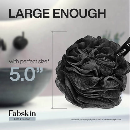 Image 6 of Fabskin Loofah Duo Pack- Bath Brush With Long Handle & Round Loofah- For Men & Women- Black & White