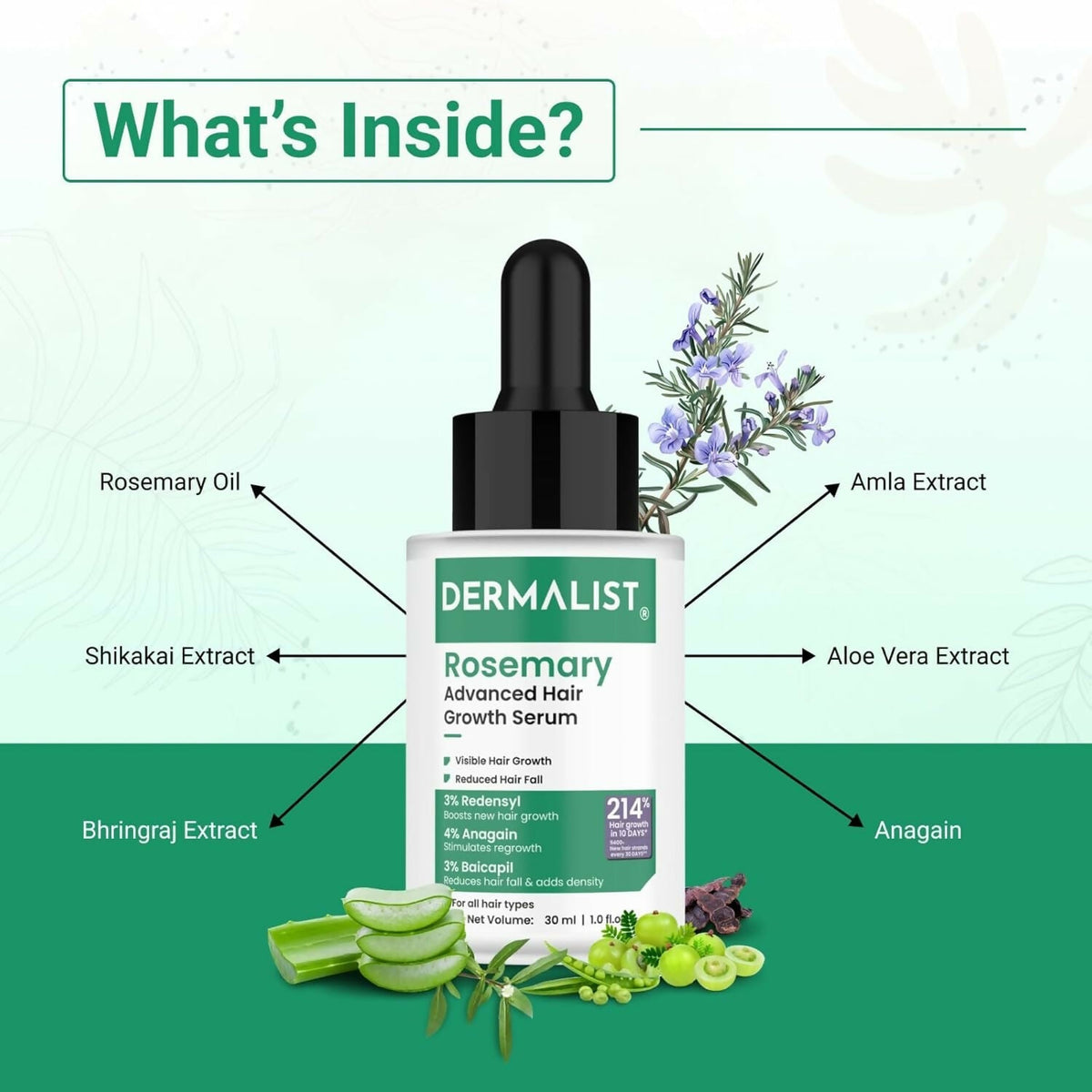 Image 5 of Dermalist Rosemary Hair Growth Serum with 3% Redensyl, 4% AnaGain & 3% Baicapil