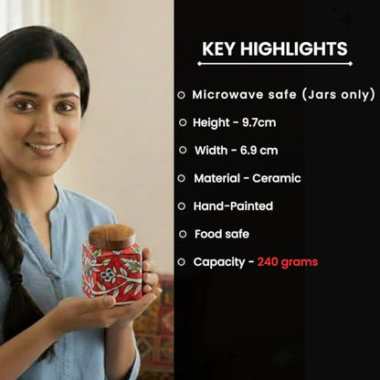 Image 4 of ExclusiveLane Mughal Airtight Ceramic Jars for Kitchen Storage Set of 2 240 ML