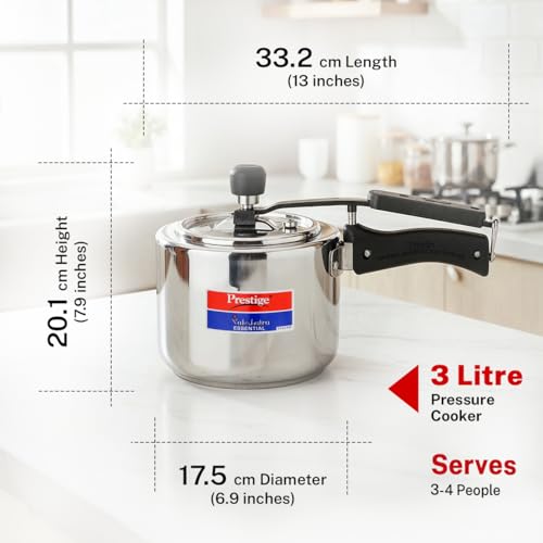 Image 3 of Prestige 3 Litre Stainless Steel Nakshatra Essential Svachh Inner Lid Pressure Cooker