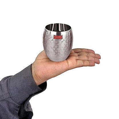 Image 2 of HAZEL Matt Finish Designer Stainless Steel Drinking Glasses 260 ml, Silver