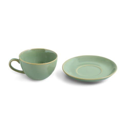 Image 3 of ExclusiveLane Sage Serenity Hand Glazed Porcelain Tea Cup with Saucer 280 ML