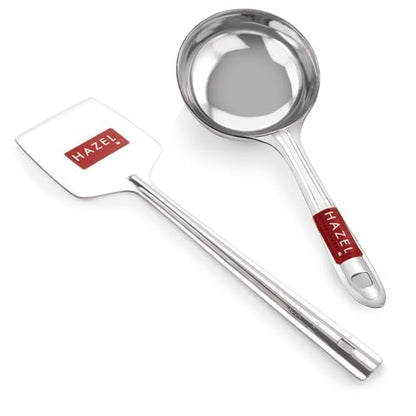 Image 1 of Default Title for the product HAZEL Stainless Steel Ladle & Tavetha Set of 2