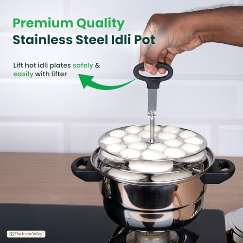 Image 3 of The Indus Valley Stainless Steel Idli Maker | Includes 3 Idli Plates  1 Mini Idli Plate | Makes 30 Idli | Perfect for Idli, Momos & Idiyappam | Induction and Gas Compatible