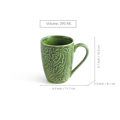 Image 6 of ExclusiveLane Green Flora Ceramic Coffee Mugs Set of 6 290 ml