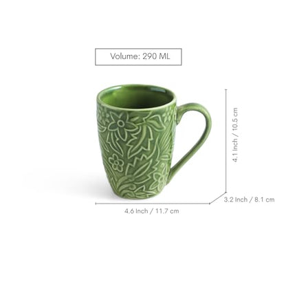 Image 6 of ExclusiveLane Green Flora Ceramic Coffee Mugs Set of 6 290 ml