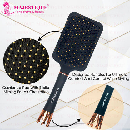 Image 4 of Majestique Crown Series Paddle Brush with A Large Cushion HR152, Smoothing Detangling
