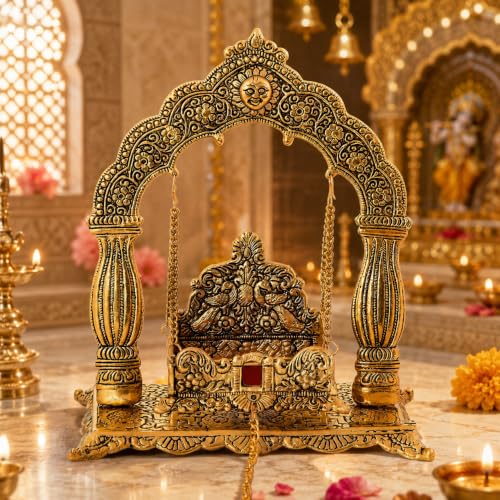 Image 1 of Default Title for the product Chhariya Crafts Metal Laddu Gopal Krishna Swing Jhula for Janmashtami Pooja