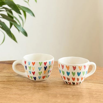 Image 2 of ExclusiveLane Colourful Hearts Ceramic Coffee Mugs Set of 2 270 ml