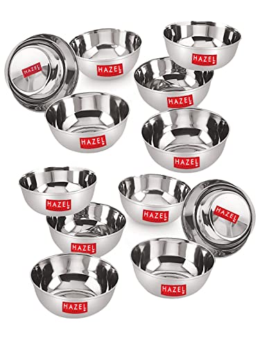 Image 1 of Default Title for the product HAZEL Stainless Steel Bowl Vati Set of 12, 270 ML