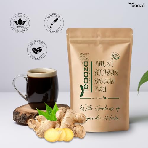 Image 5 of Teaaza Green Tea With Tulsi And Ginger Blend -100 Grams
