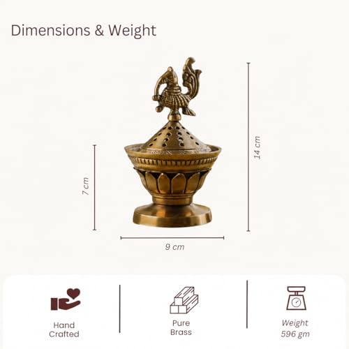 Image 3 of Ritualistic Konark Brass Loban Lamp