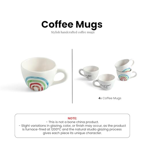 Image 5 of ExclusiveLane Rainbow Bright Hand-Painted Ceramic Coffee Mug Set of 4 220 ML