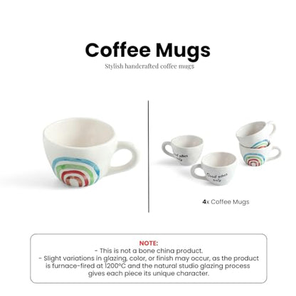 Image 5 of ExclusiveLane Rainbow Bright Hand-Painted Ceramic Coffee Mug Set of 4 220 ML