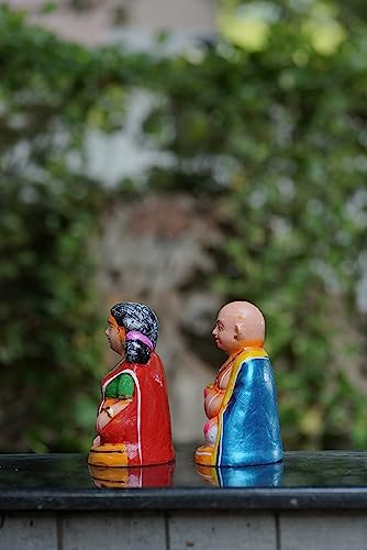 Image 5 of Breeze Handicrafts Paper Mache Golu Doll Couple Statue for Bommalu Koluvu Home Decor and Showpiece Idol Navratri Gift for Women (Chettiyar achi thatha)