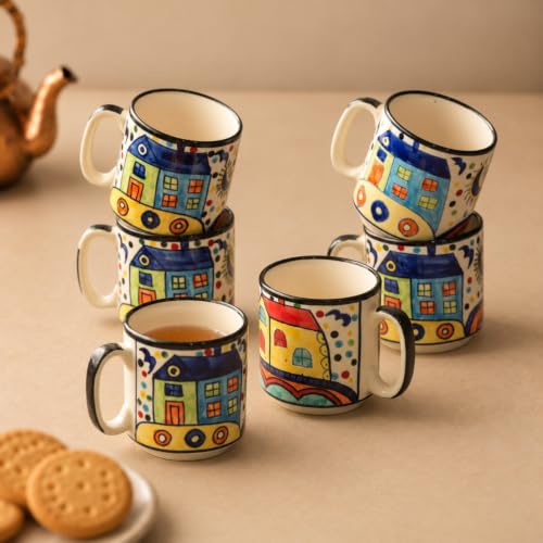 Image 1 of The Hut - Round Shape for the product ExclusiveLane The Hut Hangouts Ceramic Tea Cups Set of 6 (220 ml)