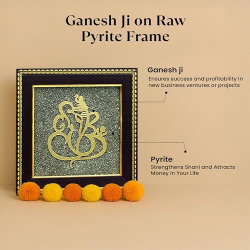 Image 3 of Astrotalk Ganesh Ji on Raw Pyrite Frame | Ganesh Idol for Home Decor with Pyrite Stone Frame | Ganesh Vastu Items for Home & Office | Gift for Man & Woman | 19x19x1 cm | 1 Piece
