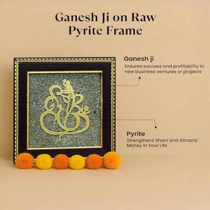 Image 3 of Astrotalk Ganesh Ji on Raw Pyrite Frame | Ganesh Idol for Home Decor with Pyrite Stone Frame | Ganesh Vastu Items for Home & Office | Gift for Man & Woman | 19x19x1 cm | 1 Piece