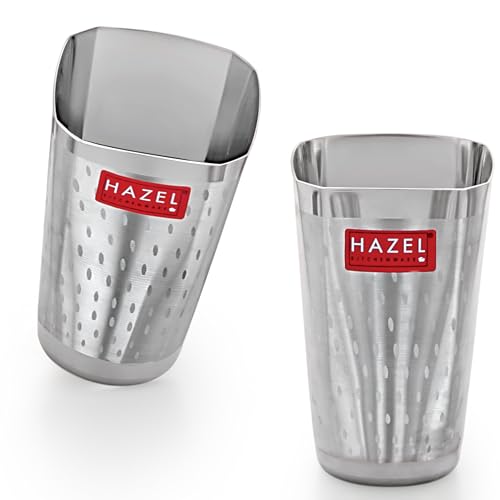 Image 5 of Set of 2 / Square Dot Glass, 350 ML for the product HAZEL Stainless Steel Glasses