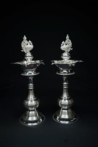 Image 3 of Dista Silvers Peacock Design Fancy Pair Diya 350g